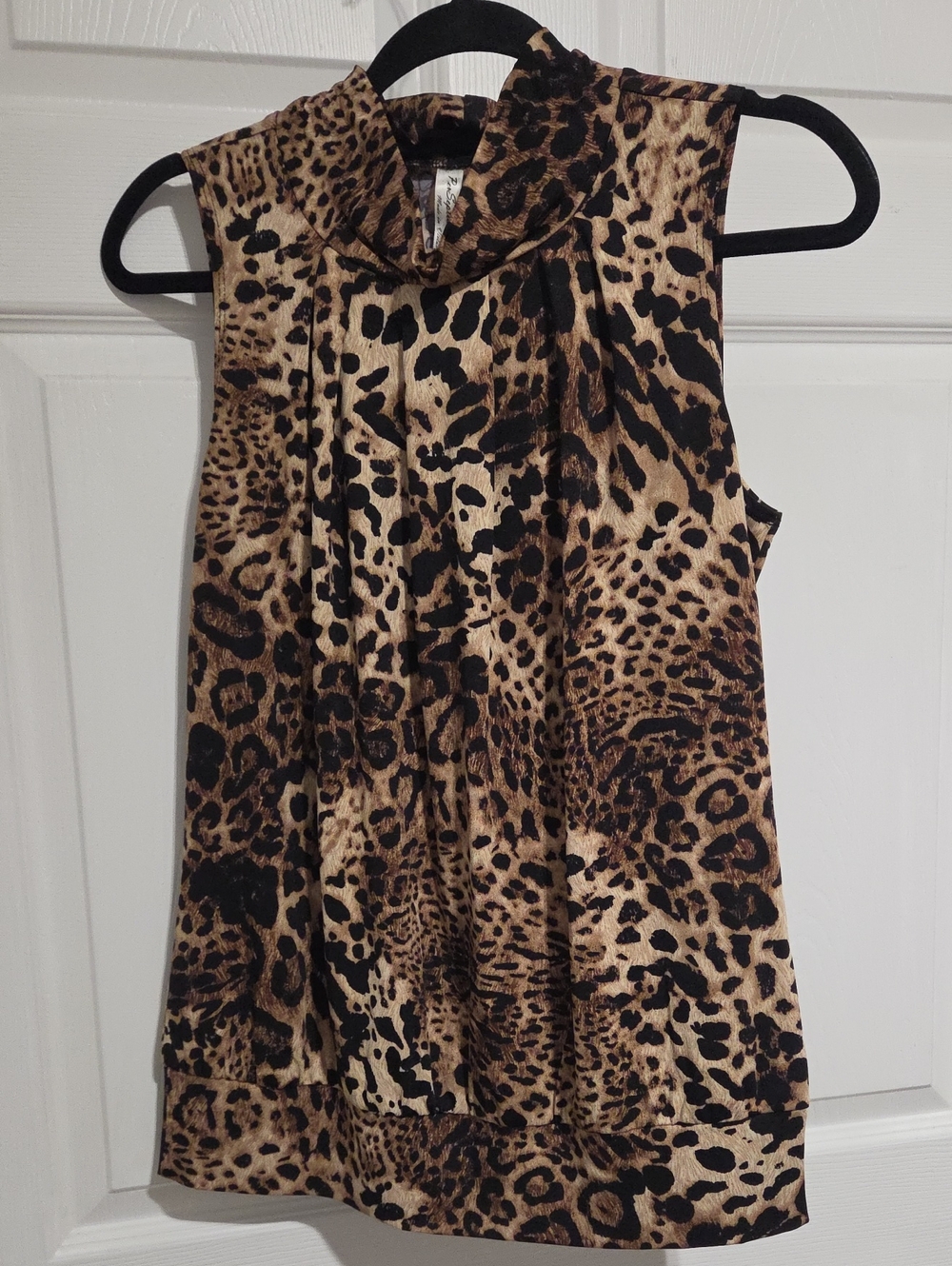 PerSeption Concept Leopard Print Mock Neck Camisole - Brown/Black